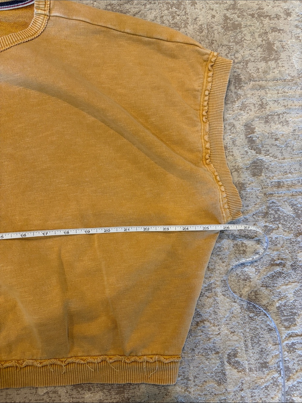 Pilcro Cropped Short Sleeve Sweatshirt in Mustard - Picture 6 of 7